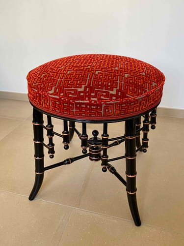 Pouf ou ottoman rond époque Napoléon III style bambou